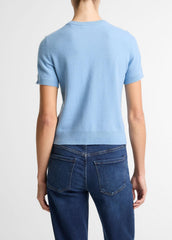 VINCE | Wool & Cashmere-Blend Short-Sleeve Sweater in Crew Neck - HYDRA