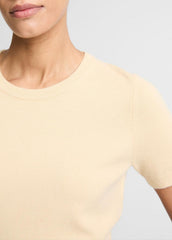 VINCE | Wool & Cashmere-Blend Short-Sleeve Sweater in Crew Neck - CHAMOMILE