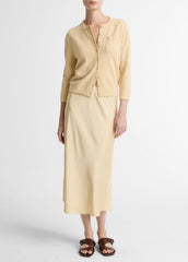 VINCE | Wool & Cashmere-Blend Pocket Cardigan in Cardigans - CHAMOMILE