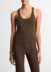 VINCE | Milano-Stitch Scoop-Neck Sweater Tank in Tank Tops - DARK BARK