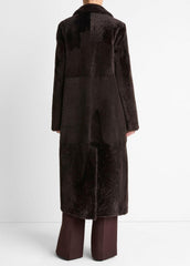 VINCE | Shearling Long Coat in Coats - DARK UMBER