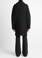 VINCE | Draped-Scarf Wool-Blend Car Coat in Coats - BLACK