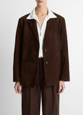 VINCE | Suede Blazer in Blazers - CHOCOLATE