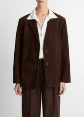 VINCE | Suede Blazer in Blazers - CHOCOLATE