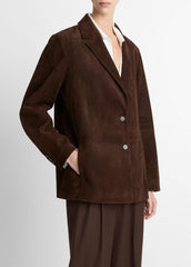 VINCE | Suede Blazer in Blazers - CHOCOLATE