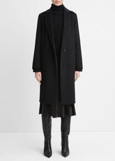 VINCE | Classic Wool-Blend Straight Coat in Coats - BLACK