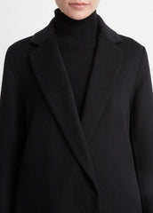 VINCE | Classic Wool-Blend Straight Coat in Coats - BLACK