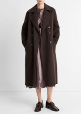 VINCE | Wool-Blend Double-Breasted Long Coat in Coats - DEEP ESPRESSO
