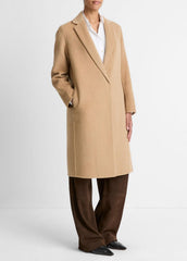 VINCE | Classic Wool-Blend Straight Coat in Coats - CAMELLO