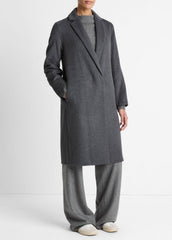 VINCE | Classic Wool-Blend Straight Coat in Coats - CHARCOAL