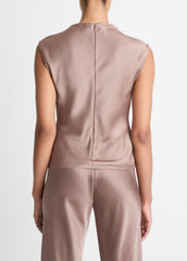 VINCE | Satin Draped Cowl-Neck Top in Tank Tops - MAUVE LILAC
