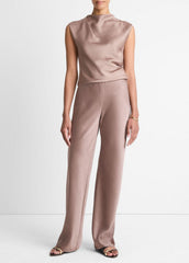 VINCE | Satin Draped Cowl-Neck Top in Tank Tops - MAUVE LILAC