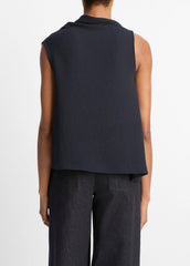 VINCE | Asymmetrical Draped A-Line Top in Tank Tops - COASTAL BLUE