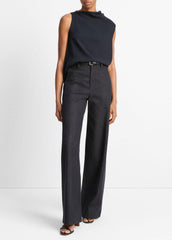 VINCE | Asymmetrical Draped A-Line Top in Tank Tops - COASTAL BLUE