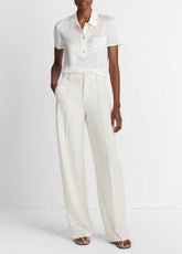 VINCE | Silk Short-Sleeve Polo Shirt in Short Sleeve - OFF WHITE
