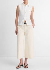 VINCE | Sleeveless Button-Front Shirt in Short Sleeve - OFF WHITE