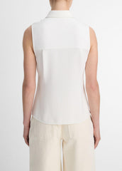 VINCE | Sleeveless Button-Front Shirt in Short Sleeve - OFF WHITE