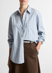 VINCE | Striped Cotton-Blend Button-Front Shirt in Long Sleeve - DEL MAR MULTI