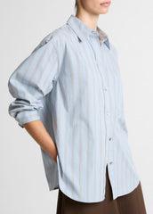 VINCE | Striped Cotton-Blend Button-Front Shirt in Long Sleeve - DEL MAR MULTI