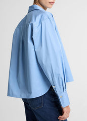 VINCE | Cotton Cropped Button-Front Shirt in Long Sleeve - HYDRA