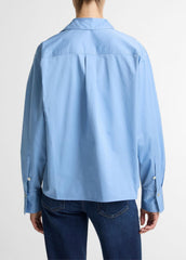 VINCE | Cotton Cropped Button-Front Shirt in Long Sleeve - HYDRA