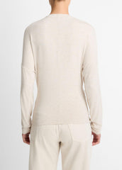VINCE | Fixed-Drape Long-Sleeve T-Shirt in Long Sleeve - HEATHER CREAM OAT