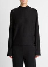 VINCE | Cozy Dolman-Sleeve Mock-Neck Top in Long Sleeve - BLACK