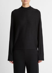 VINCE | Cozy Dolman-Sleeve Mock-Neck Top in Long Sleeve - BLACK