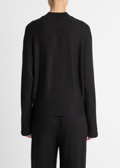 VINCE | Cozy Dolman-Sleeve Mock-Neck Top in Long Sleeve - BLACK