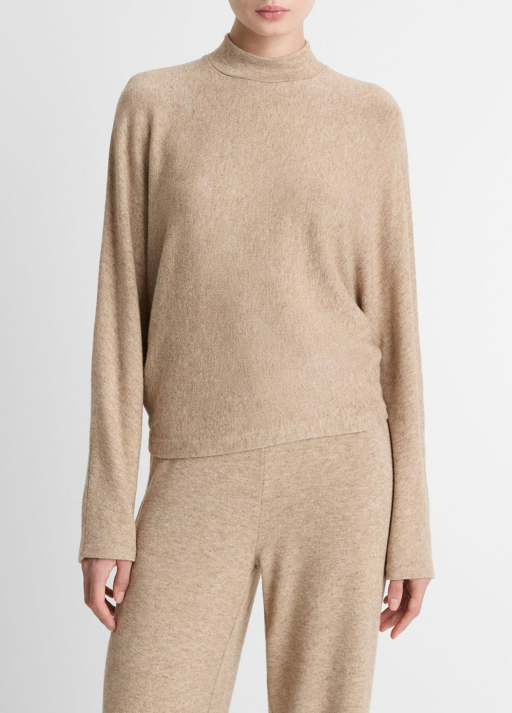 VINCE | Cozy Dolman-Sleeve Mock-Neck Top in Long Sleeve - HEATHER BRUNA