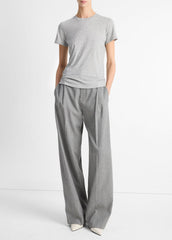 VINCE | Essential Pima Cotton Crew Neck T-Shirt in Short Sleeve - HEATHER GREY