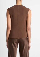 VINCE | Jersey Draped Cowl-Neck Top in Tank Tops - ESPRESSO