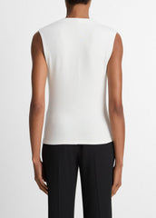 VINCE | Jersey Draped Cowl-Neck Top in Tank Tops - GESSO