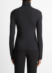 VINCE | Essential Long-Sleeve Turtleneck Top in Long Sleeve - BLACK