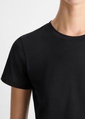 VINCE | Essential Pima Cotton Crew Neck T-Shirt in Short Sleeve - BLACK