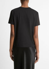 VINCE | Pima Cotton Crew Neck T-Shirt in Short Sleeve - BLACK