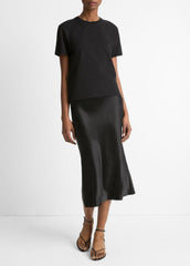 VINCE | Pima Cotton Crew Neck T-Shirt in Short Sleeve - BLACK