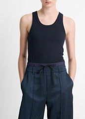 VINCE | Ribbed Scoop-Neck Tank in Tank Tops - COASTAL BLUE