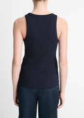 VINCE | Ribbed Scoop-Neck Tank in Tank Tops - COASTAL BLUE