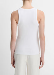 VINCE | Ribbed Scoop-Neck Tank in Tank Tops - OPTIC WHITE