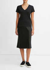 VINCE | Essential Pima Cotton V-Neck T-Shirt in Short Sleeve - BLACK