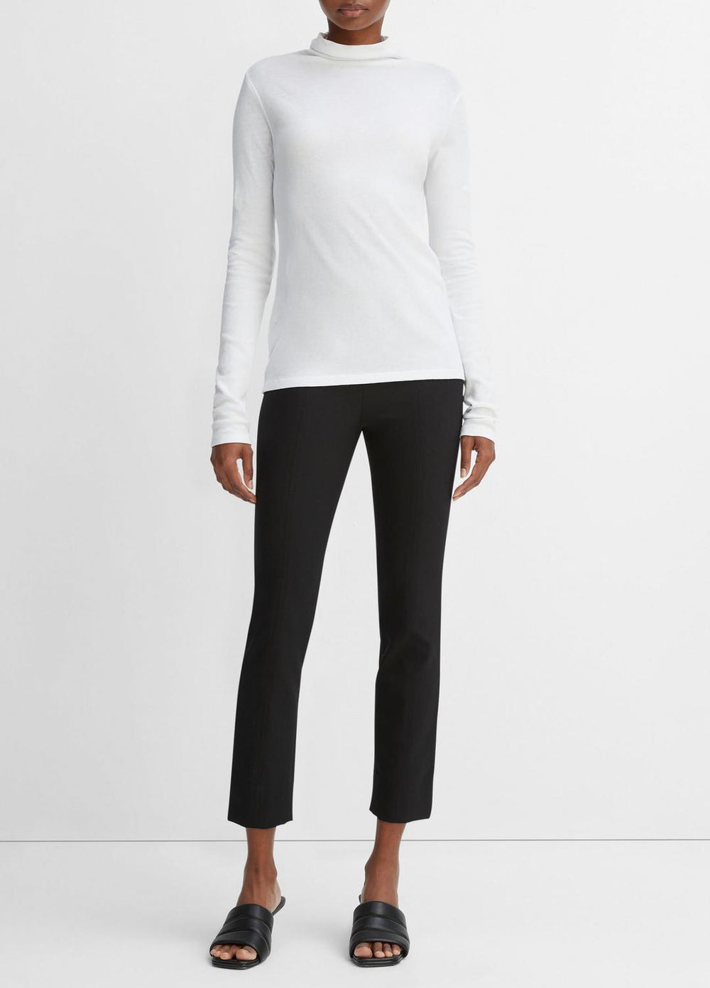 VINCE | Essential Long Sleeve Turtleneck in Long Sleeve - OPTIC WHITE