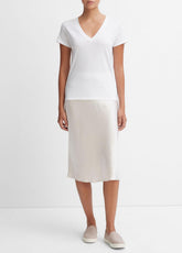 VINCE | Essential Pima Cotton V-Neck T-Shirt in Short Sleeve - OPTIC WHITE