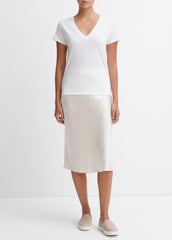 VINCE | Essential Pima Cotton V-Neck T-Shirt in Short Sleeve - OPTIC WHITE