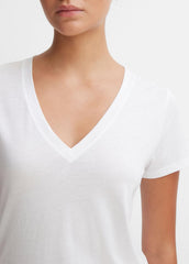 VINCE | Essential Pima Cotton V-Neck T-Shirt in Short Sleeve - OPTIC WHITE