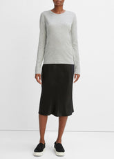 VINCE | Essential Long Sleeve Crew Neck T-Shirt in Long Sleeve - HEATHER GREY