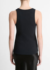 VINCE | Ribbed Scoop-Neck Tank in Tank Tops - BLACK