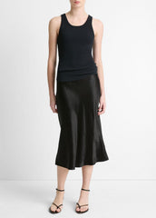 VINCE | Ribbed Scoop-Neck Tank in Tank Tops - BLACK