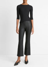 VINCE | Elbow-Sleeve Crew Neck T-Shirt in Short Sleeve - BLACK