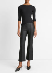 VINCE | Elbow-Sleeve Crew Neck T-Shirt in Short Sleeve - BLACK